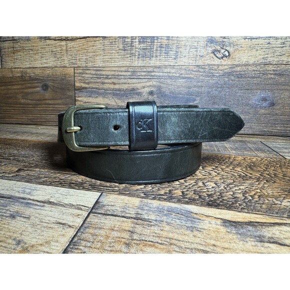 Calvin Klein Men’s Black Leather Belt Size 36 Made in USA - Picture 1 of 7
